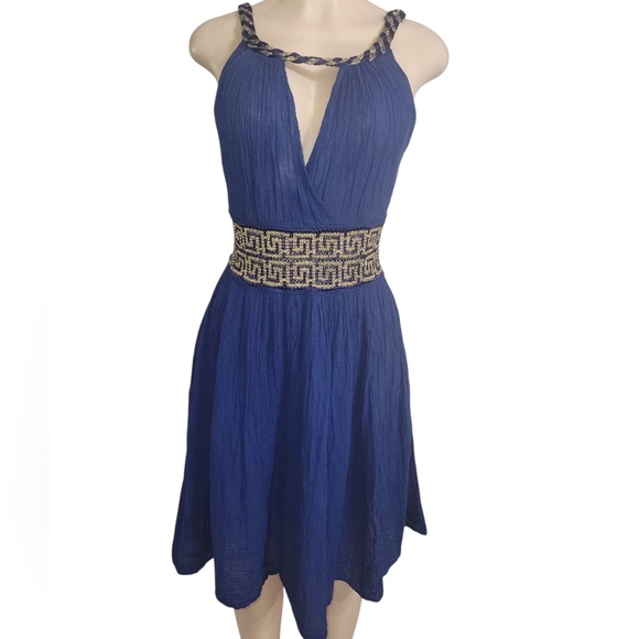 made in grecia Dresses & Skirts - Elegant Blue Sleeveless Dress Size M Made in Greece
